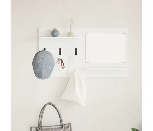 Sienas Pakaramais Balta 90 X 10 X 50 Cm Inženierijas Koks Vidaxl