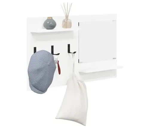 Sienas Pakaramais Balta 90 X 10 X 50 Cm Inženierijas Koks Vidaxl