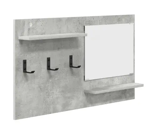 Sienas Pakaramais Ar Plauktu Ar Uzglabāšanu Ar Spoguli Betona Pelēks 90 X 10 X 50 Cm Vidaxl