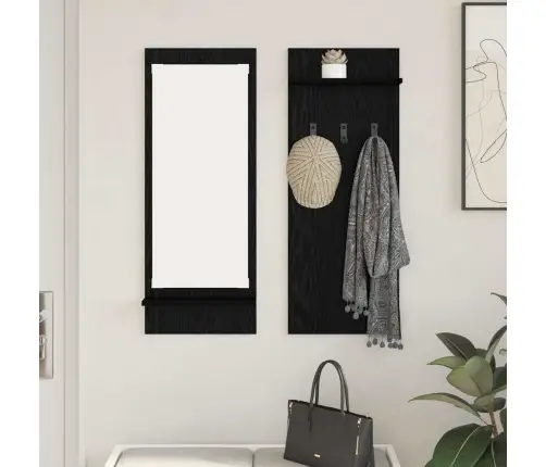 Sienas Pakaramais Melni Ozoli 70 X 10 X 90 Cm Inženierijas Koks Vidaxl