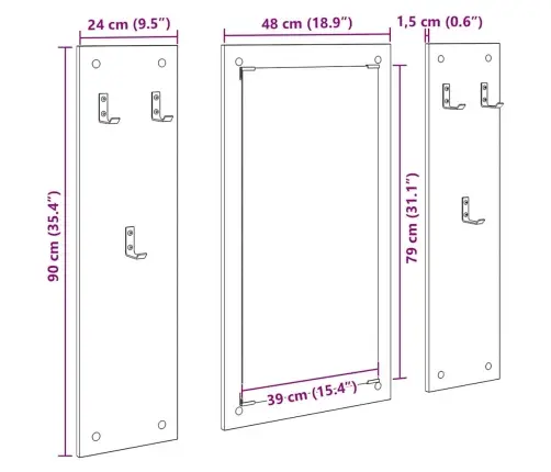 Seinale Kinnitatav Riidepuu Valge 96 X 1.5 X 90 Cm Tehispuit