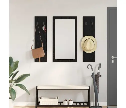 Sienas Pakaramais Ar Uzglabāšanu Ar Spoguli Melns Ozols 96 X 1.5 X 90 Cm Vidaxl