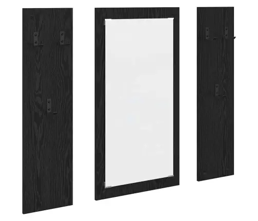 Sienas Pakaramais Ar Uzglabāšanu Ar Spoguli Melns Ozols 96 X 1.5 X 90 Cm Vidaxl