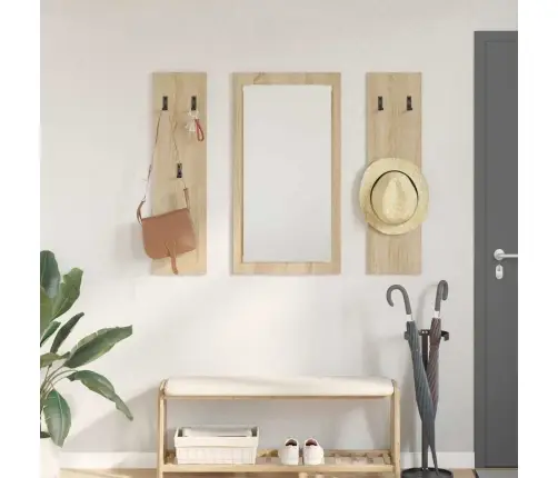 Sienas Pakaramais Ar Uzglabāšanu Ar Spoguli Sonomas Ozola 96 X 1.5 X 90 Cm Vidaxl