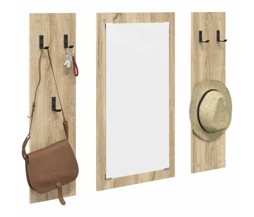 Sienas Pakaramais Ar Uzglabāšanu Ar Spoguli Sonomas Ozola 96 X 1.5 X 90 Cm Vidaxl