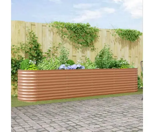 Dārza Paceltais Pods Koka Efekts Cinkots Tērauds 400 X 80 X 81 Cm Vidaxl