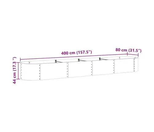 Paceltais Dārzs Brūns Ar Koka Izskatu 400X80X44 Cm Tērauds Vidaxl