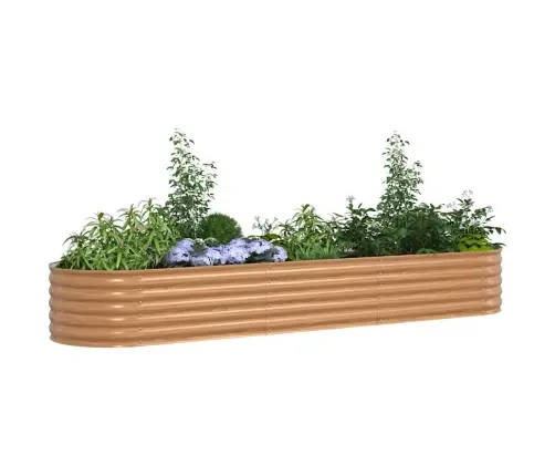 Pacelta Dārza Gulta Brūnā Ar Koka Izskatu 320X80X44 Cm Tērauds Vidaxl