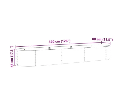 Pacelta Dārza Gulta Brūnā Ar Koka Izskatu 320X80X44 Cm Tērauds Vidaxl