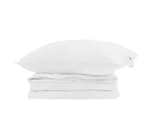 2-In-1 Ühepoolsed Tekk Padjaga 2 Pcs Valge Down Feather