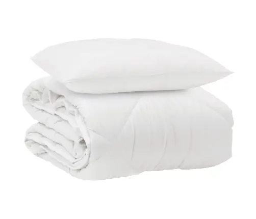 Visu Sezonu Segas Cits Ar Spilvenu Balts 155 X 200 Cm Mikrošķiedra Vidaxl