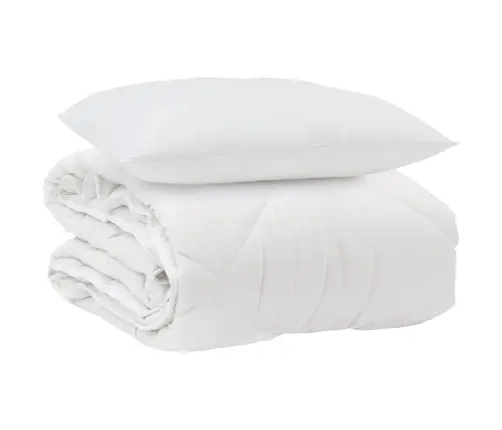 Visu Sezonu Segas Cits Ar Spilvenu Balts 155 X 200 Cm Mikrošķiedra Vidaxl