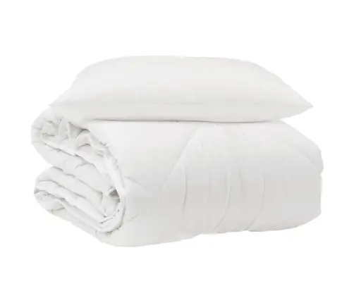 Visų Sezonų Antklodė Su Pagalve 2 Pcs Balta Mikropluoštas