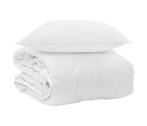 Visų Sezonų Antklodė Su Pagalve 2 Pcs Balta Mikropluoštas