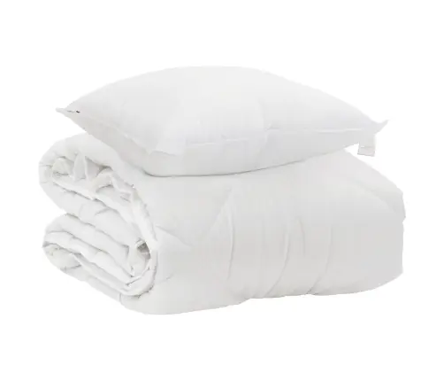 Visų Sezonų Antklodė Su Pagalve 2 Pcs Balta Mikropluoštas