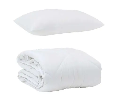 Visu Sezonu Segas Ar Spilvenu Balts 135 X 200 Cm Mikrošķiedra Vidaxl