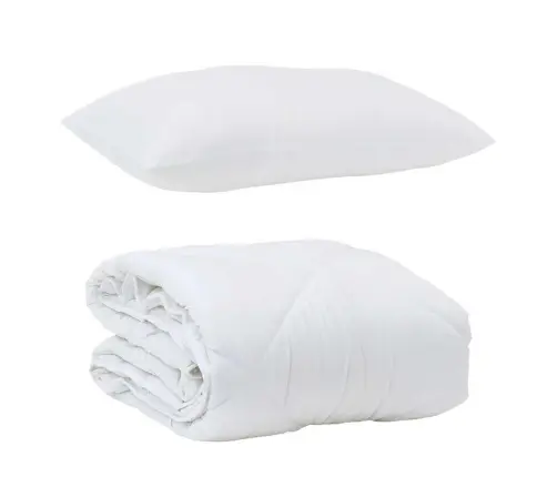 Visu Sezonu Segas Ar Spilvenu Balts 140 X 200 Cm Mikrošķiedra Vidaxl