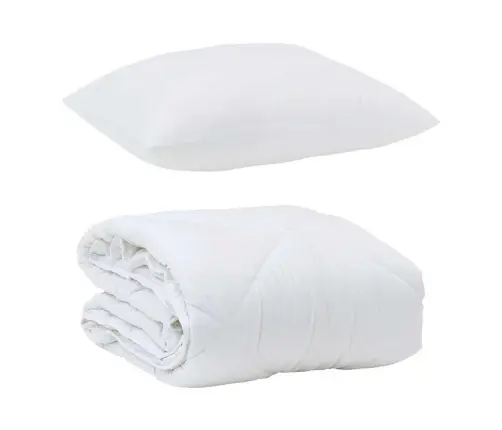 Visu Sezonu Segas Ar Spilvenu Balts 140 X 200 Cm Mikrošķiedra Vidaxl