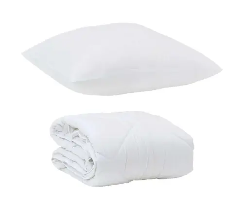 Visu Sezonu Segas Ar Spilvenu Balts 140 X 200 Cm Mikrošķiedra Vidaxl