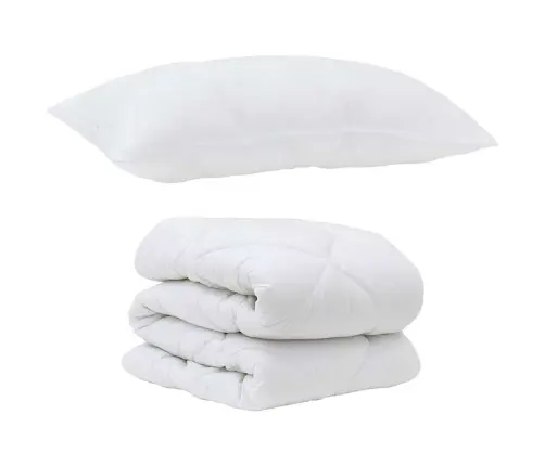 Antklodžių Rinkinys Su Pagalve 2 Pcs Balta Mikropluoštas