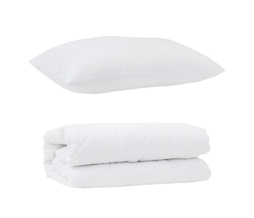 Antklodžių Rinkinys Su Pagalve 2 Pcs Balta Mikropluoštas