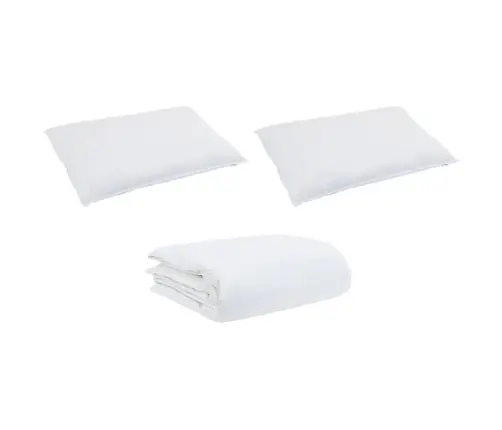 Antklodžių Rinkinys Su Pagalve 3 Pcs Balta Plunksna