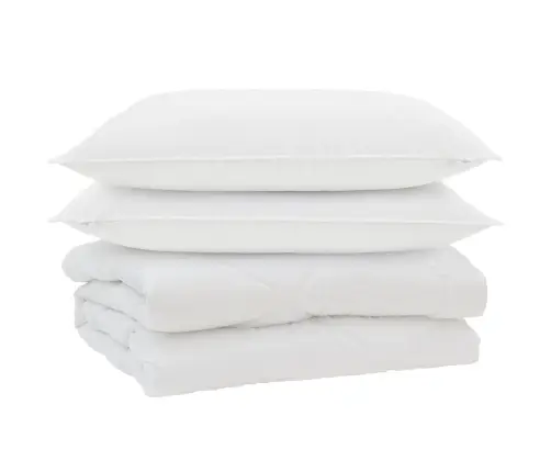 Sega Ar Spilvenu 3 Pcs Balts 200 X 220 Cm Mikrošķiedra