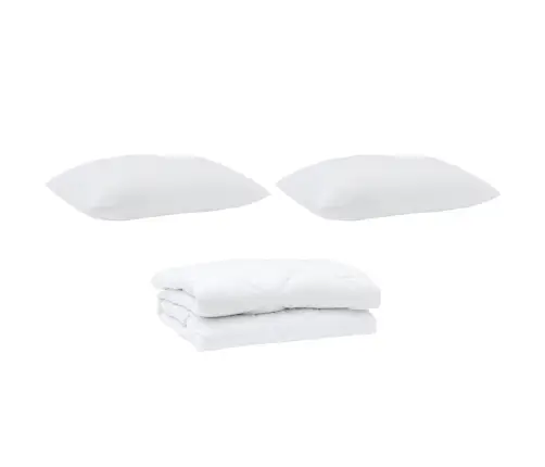 Sega Ar Spilveniem Rombu Raksts 3 Pcs Balts 240 X 220 Cm Mikrošķiedra