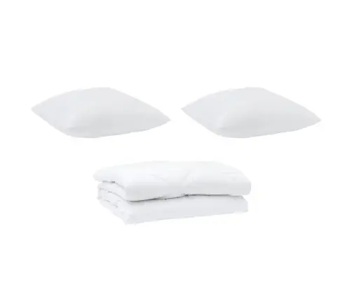 Sega Ar Spilveniem Rombu Raksts 3 Pcs Balts 240 X 260 Cm Mikrošķiedra