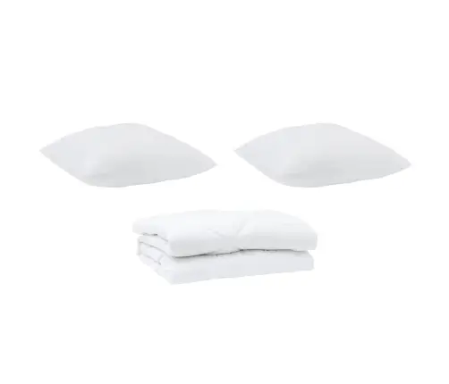 Antklodė Su Pagalve 3 Pcs Balta Mikropluoštas