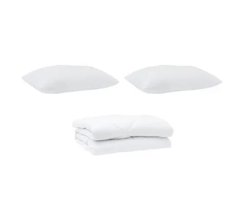 Antklodė Su Pagalve 3 Pcs Balta Mikropluoštas