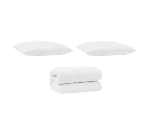 Segas Komplekts Ar Spilvenu 3 Pcs Balts Mikrofibra Un Pūks Vidaxl