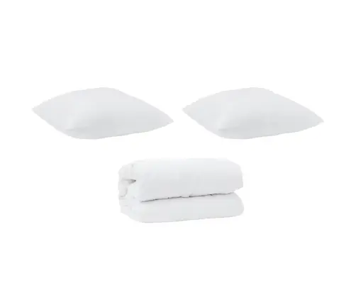 Segas Komplekts Ar Spilvenu 3 Pcs Balts Mikrofibra Un Pūks Vidaxl