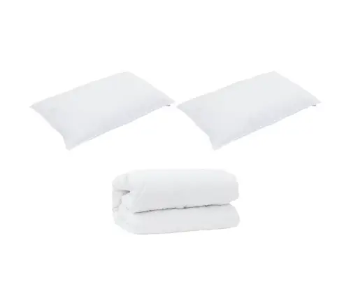 Sega Ar Spilveniem 3 Pcs Balts Mikrofibra Un Pūkainās Spalvas Vidaxl