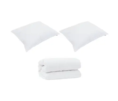 Antklodė Su Pagalvėmis 3 Pcs Balta Mikropluoštas Ir Pūkai