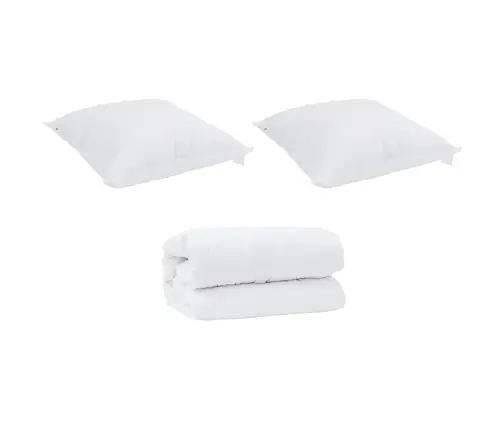 Antklodė Su Pagalvėmis 3 Pcs Balta Mikropluoštas Ir Pūkai