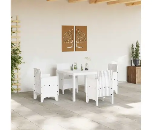 Dārza Galdiņš Baltā Krāsā 100X100X73 Cm Poli Ratanā Vidaxl