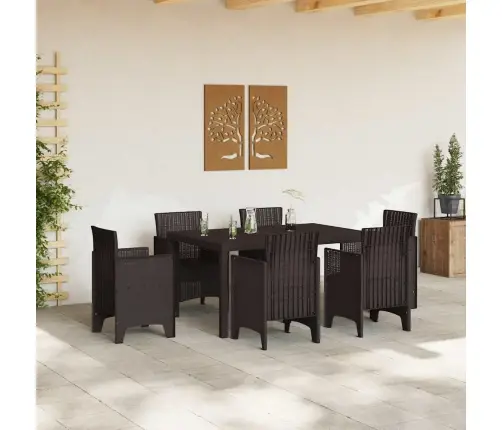 Dārza Galds Brūns 150X100X73 Cm Poliestera Rattan Vidaxl