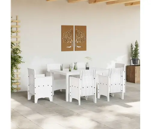 Dārza Galds Balts 150X100X73 Cm No Poliratana Vidaxl