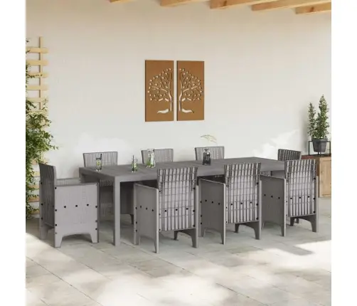 Dārza Galds Gaiši Pelēks, 250 X 100 X 73 Cm, Poli Rattan. Vidaxl