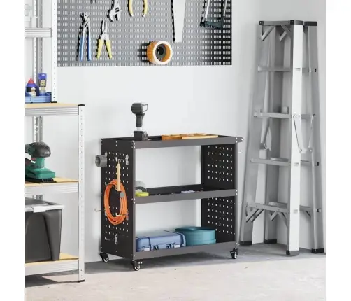 Instrumentu Ratiņi Ar Plauktu Ar Riteni Ar Uzglabāšanu Melna 75 X 35 X 73 Cm Metāls Vidaxl