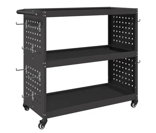 Instrumentu Ratiņi Ar Plauktu Ar Riteni Ar Uzglabāšanu Melna 75 X 35 X 73 Cm Metāls Vidaxl