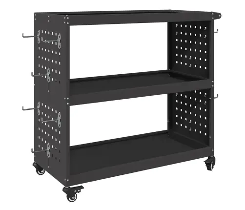 Instrumentu Ratiņi Ar Plauktu Ar Riteni Ar Uzglabāšanu Melna 75 X 35 X 73 Cm Metāls Vidaxl