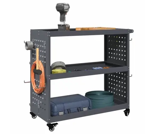 Instrumentu Ratiņi Ar Plauktu Ar Riteni Antracīts 75 X 35 X 73 Cm Metāls Vidaxl