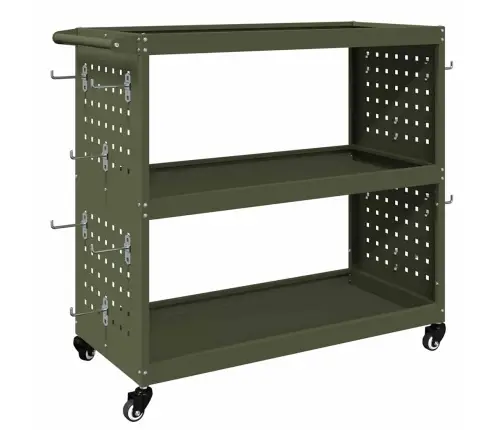 Instrumentu Ratiņi Ar Plauktu Ar Riteni Ar Uzglabāšanu Olīvu Zaļa 75 X 35 X 73 Cm Vidaxl