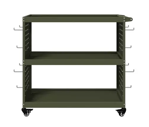 Instrumentu Ratiņi Ar Plauktu Ar Riteni Ar Uzglabāšanu Olīvu Zaļa 75 X 35 X 73 Cm Vidaxl