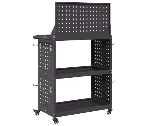 Instrumentu Ratiņi Ar Plauktu Ar Riteni Ar Uzglabāšanu Melna 65 X 35 X 111 Cm Metāls Vidaxl