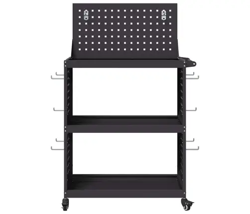 Instrumentu Ratiņi Ar Plauktu Ar Riteni Ar Uzglabāšanu Melna 65 X 35 X 111 Cm Metāls Vidaxl