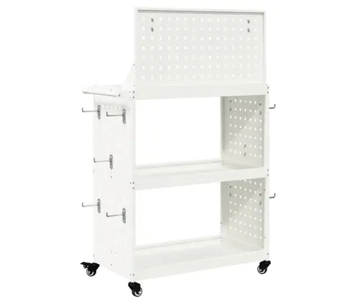 Instrumentu Ratiņi Ar Plauktu Ar Riteni Ar Uzglabāšanu Balts 65 X 35 X 111 Cm Metāls Vidaxl