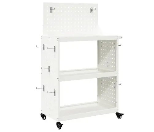 Instrumentu Ratiņi Ar Plauktu Ar Riteni Ar Uzglabāšanu Balts 65 X 35 X 111 Cm Metāls Vidaxl